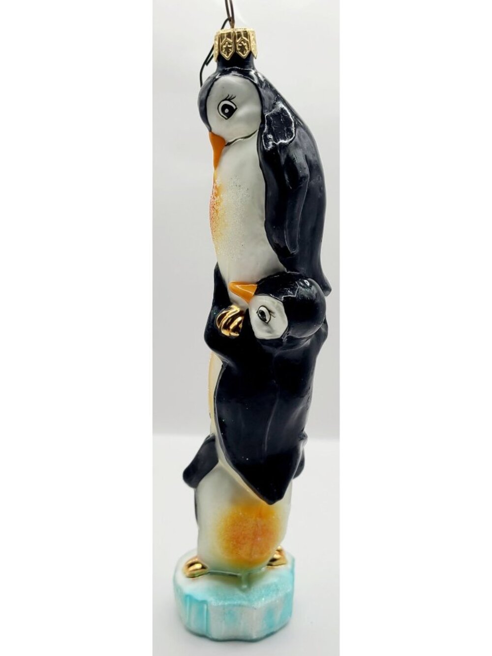 Radko ARTIC ANTIC Stacked Penguins Totem Glass Snow Christmas Ornament Large - Picture 2 of 9